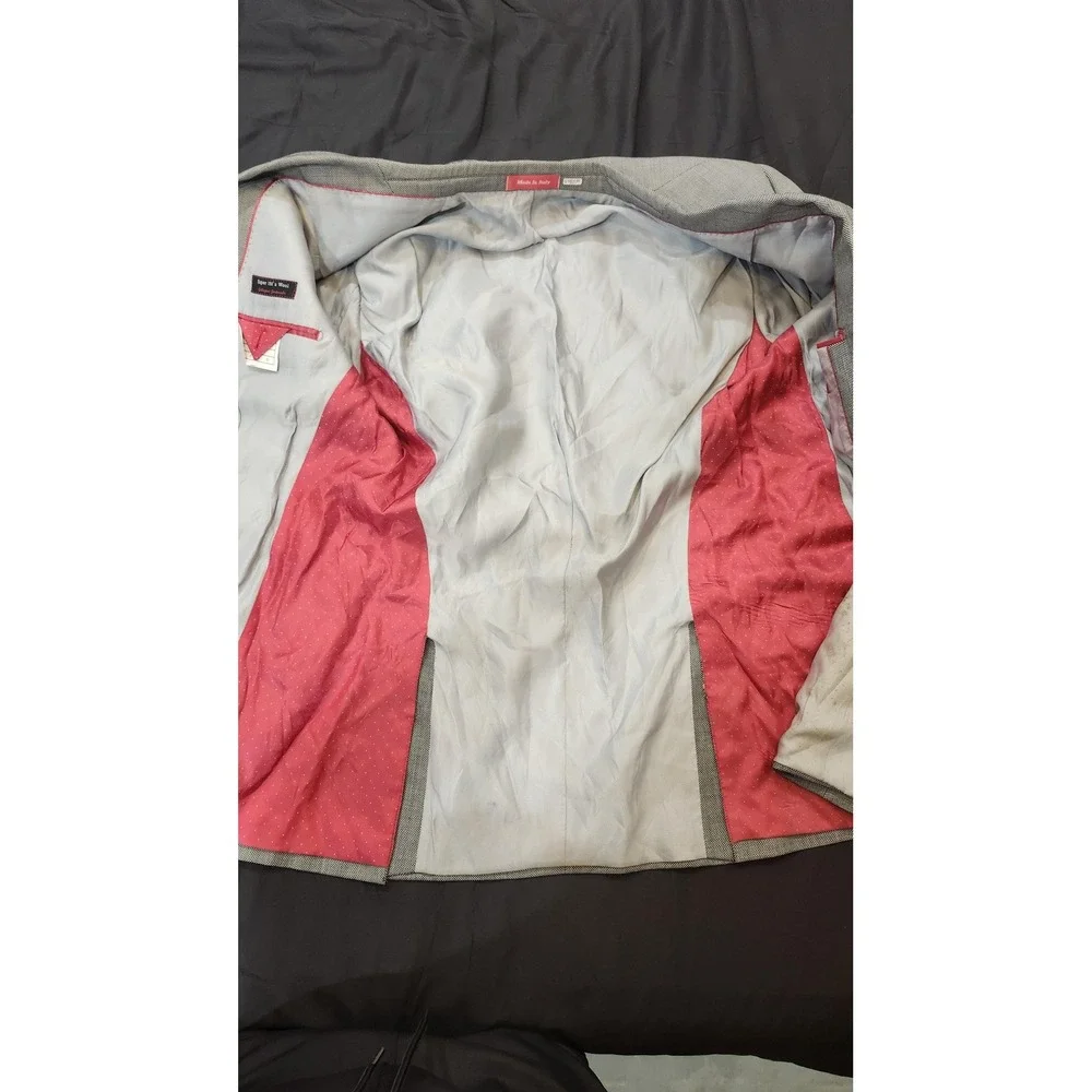 Tiglio Rosso Suit Jacket Vest Mens 46 Gray‎ Super 150s Wool Made Italy Formal